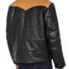 Men’s Modern Puffer Leather Jacket with Shearling Collar - Image 4