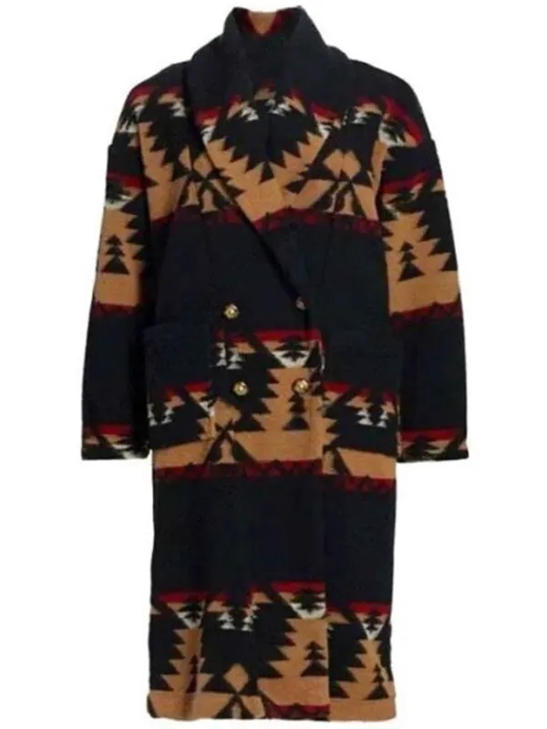 Beth-Dutton-Yellowstone-S05-Black-Printed-Coat Beth Dutton Yellowstone S05 Black Printed Coat