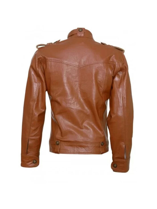 Men’s Tan Leather Jacket - Image 2