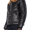 Men’s Modern Puffer Leather Jacket with Shearling Collar - Image 3