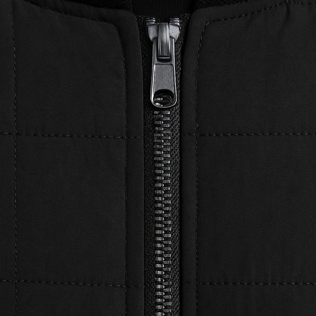 Men’s Black Quilted Jacket with Zip and Pockets - Image 6
