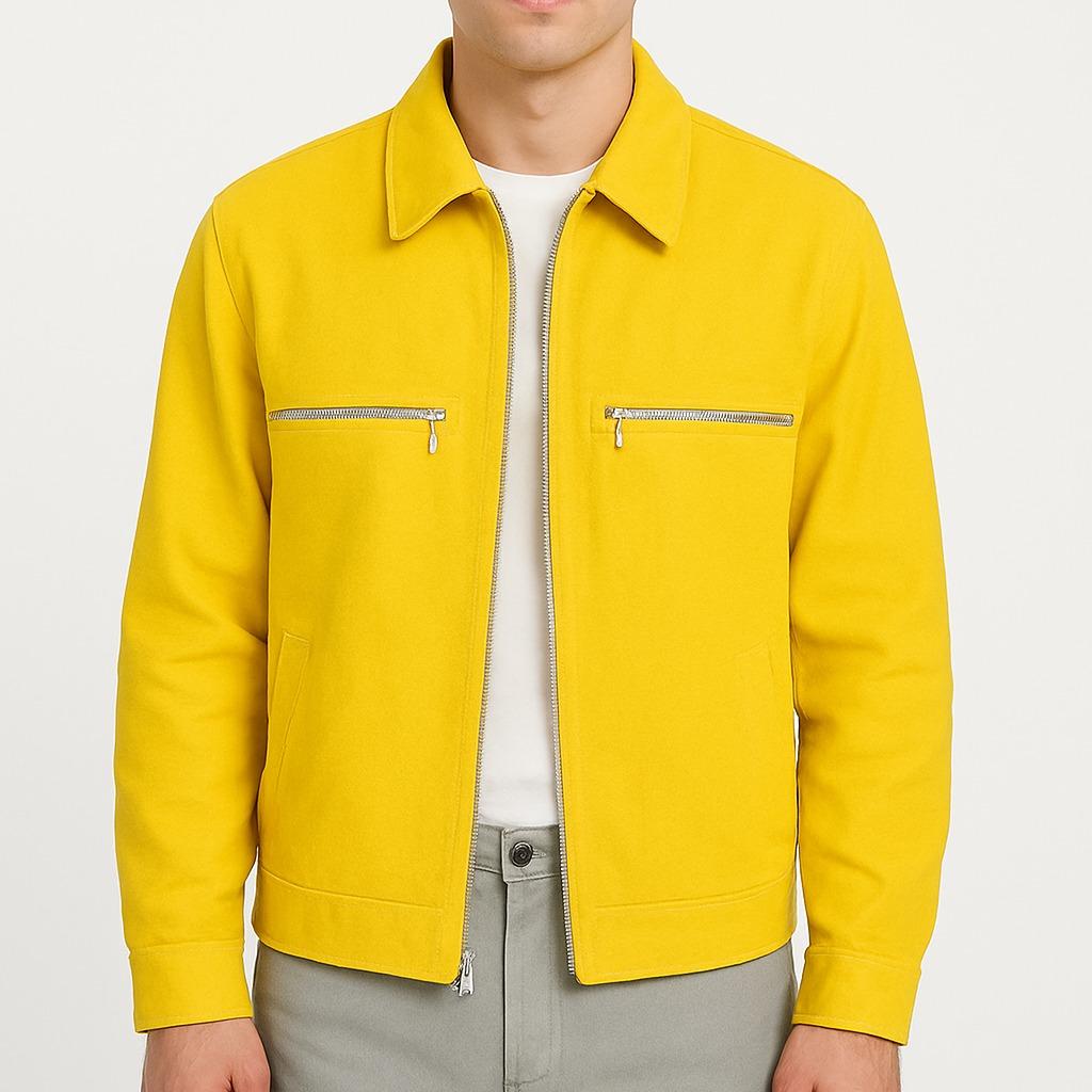 Men’s Yellow Straight Cut Jacket with Zipped Pockets