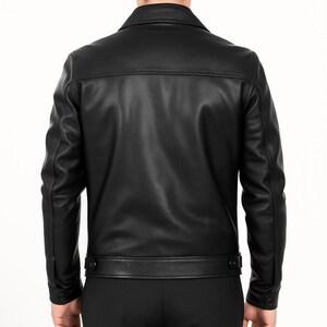 Handmade Leather Bomber Jacket Military Cyberpunk Style Menswear Coats Casual Zipper Cloth Medium Length All-Season Long Sleeve Stylish Fashion - Image 4