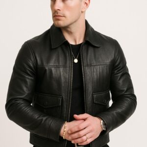 mens-black-genuine-leather-trucker-jacket