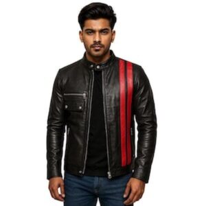 mens-black-leather-biker-jacket-with-red-stripes-zippers