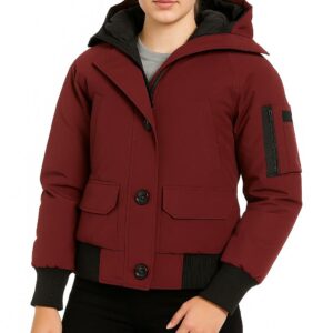 womens-burgundy-insulated-bomber-jacket-with-hood-pockets