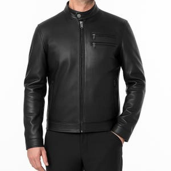 Handmade Leather Cyberpunk Military Bomber Jacket for Men