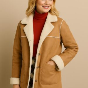 womens-brown-lapel-collar-coat-with-faux-fur-lining