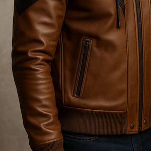 Handmade Leather Bomber Jacket Quilted Cyberpunk Varsity Design All Seasons Classic Versatile Fit for Cyberpunk Lovers Menswear Coats - Image 5