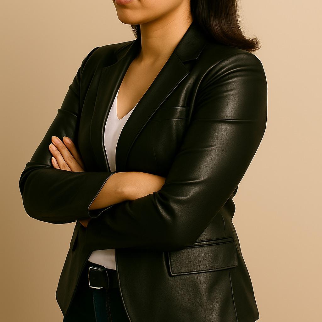 Women’s Leather Jacket - Minimalist Long Sleeve Casual Coat - Image 4