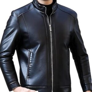 handmade-black-leather-bomber-jacket-military-style-outerwear-for-men-with-zipper-closure-and-pocket-details-menswear-coats-tops-long-sleeve-all-seasons