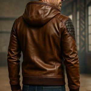 Handmade Leather Bomber Jacket Quilted Cyberpunk Varsity Design All Seasons Classic Versatile Fit for Cyberpunk Lovers Menswear Coats - Image 3