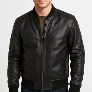 mens-classic-black-leather-bomber-jacket