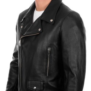 Handmade Leather Biker Jacket Cyberpunk Military Bomber Style Casual Classic Man Menswear - Image 4