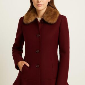 womens-burgundy-peplum-coat-with-faux-fur-collar-long-sleeve-autumn-outerwear-chic-elegance-basic-minimalist-medium-length-jacket