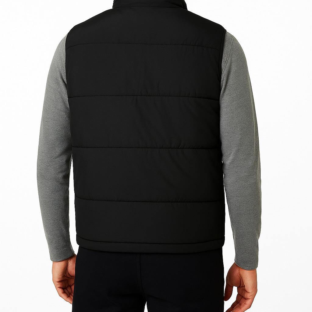 Men's Black Padded Puffer Vest with Stand Collar & Pockets