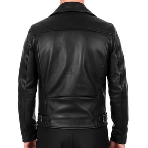 Handmade Leather Biker Jacket Cyberpunk Military Bomber Style Casual Classic Man Menswear - Image 5